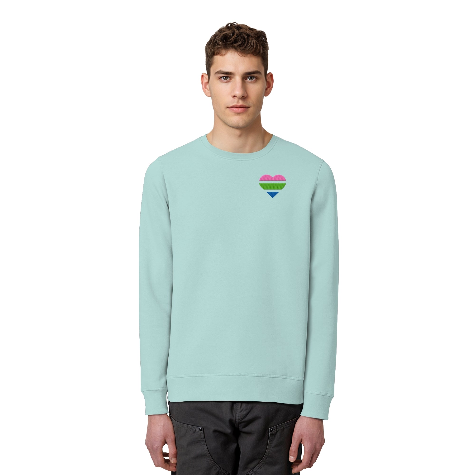 Organic Basic Sweatshirt - Polysexual Flag Herz Stick