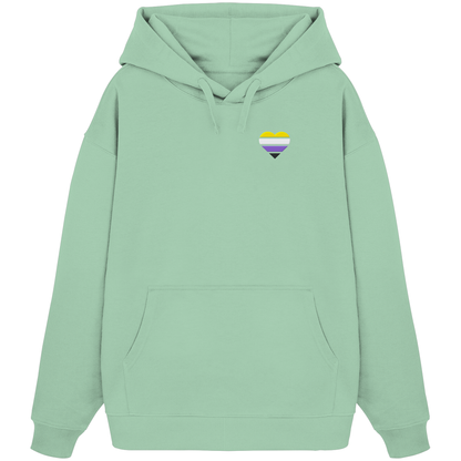 Organic Oversize Hoodie mit Herz Stick - Nonbinary