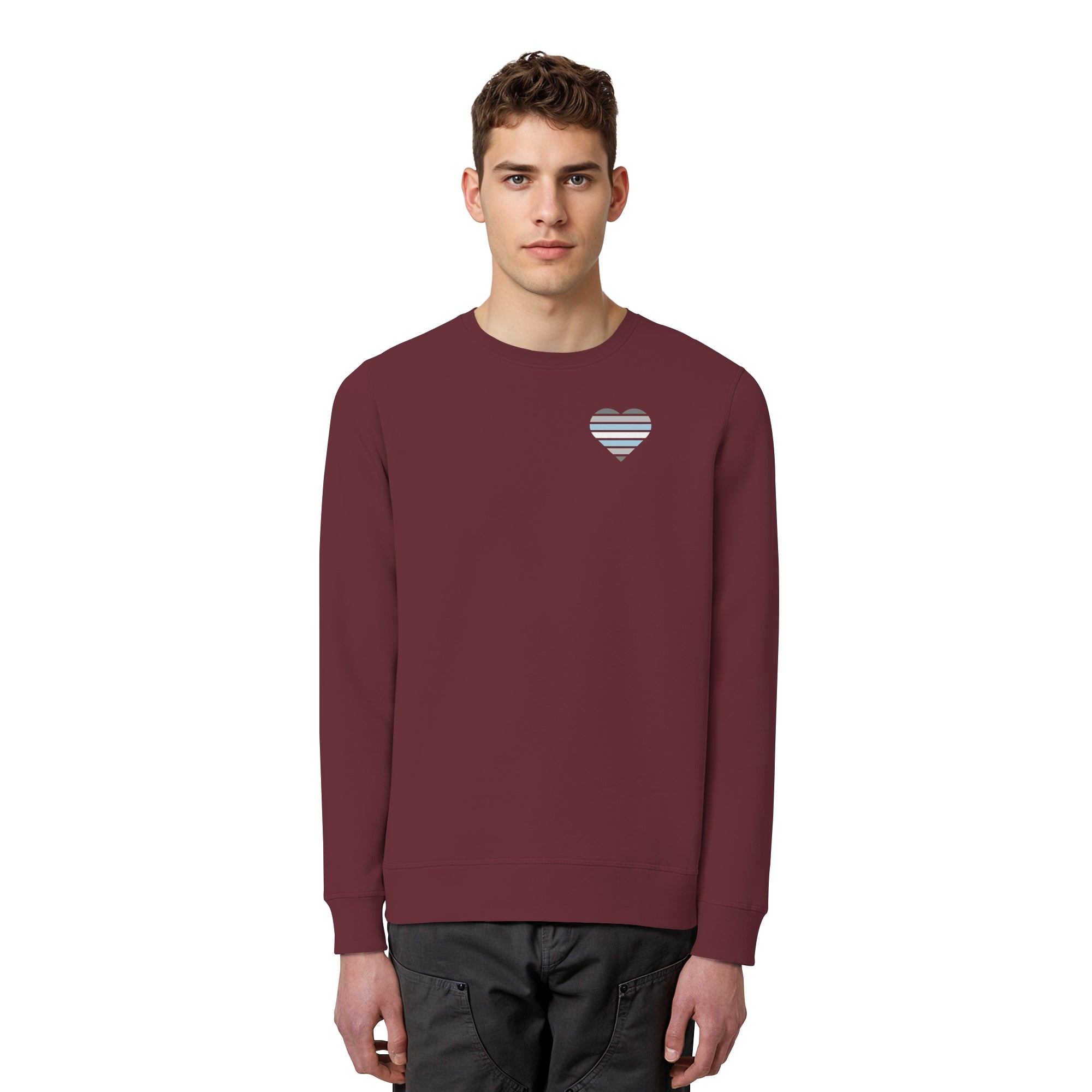 Organic Basic Sweatshirt - Demiboy Flag Herz Print