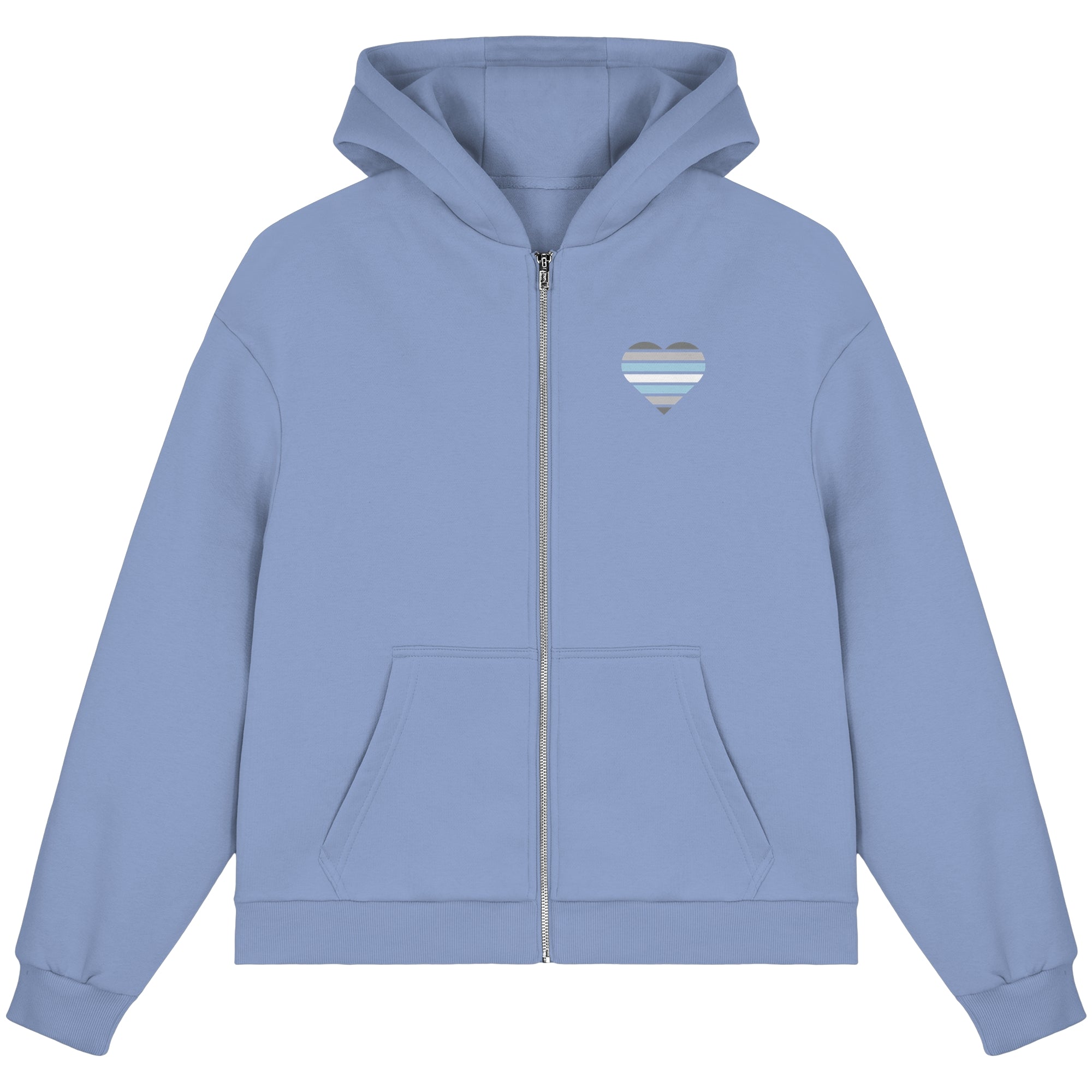 Fluffy Boxcut Zipper - Demiboy Flag Herz Print