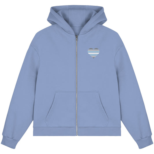 Fluffy Boxcut Zipper - Demiboy Flag Herz Print