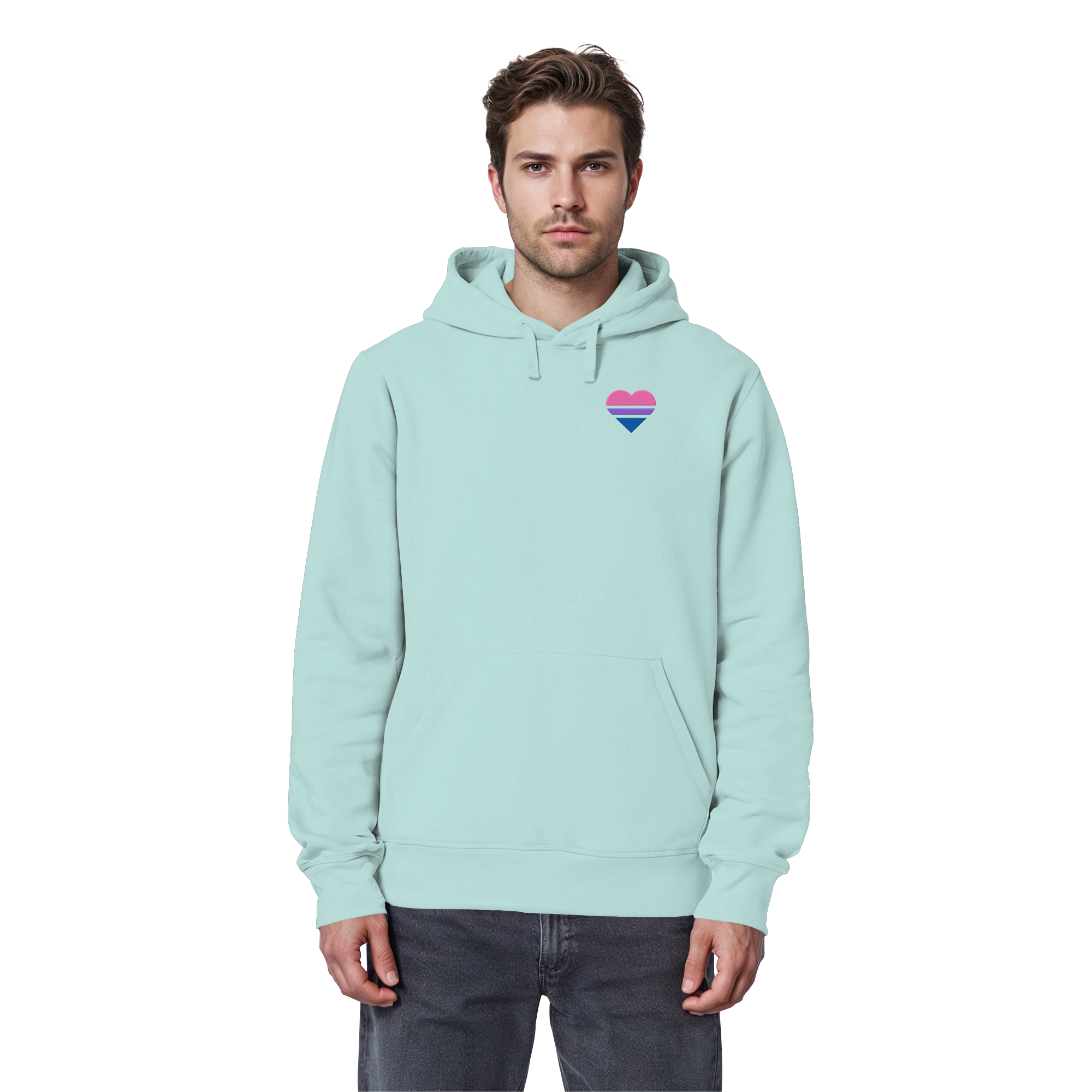 Organic Basic Hoodie - Bisexual Flag Herz Stick