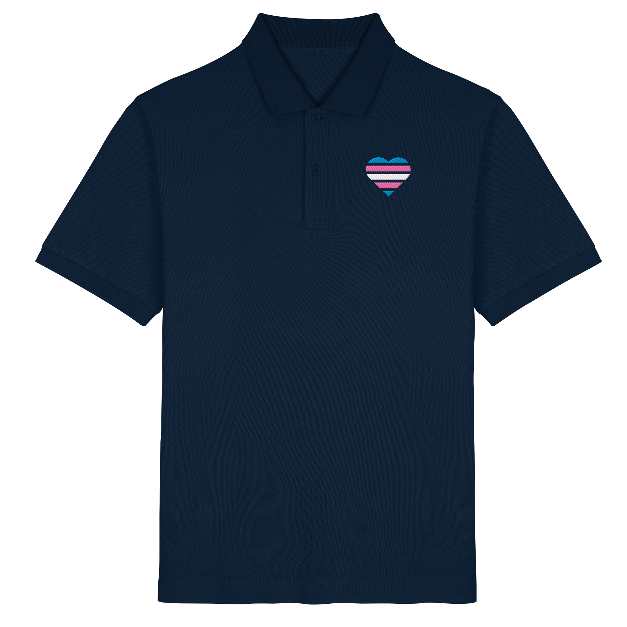 Organic Poloshirt - Trans Flag Herz Stick