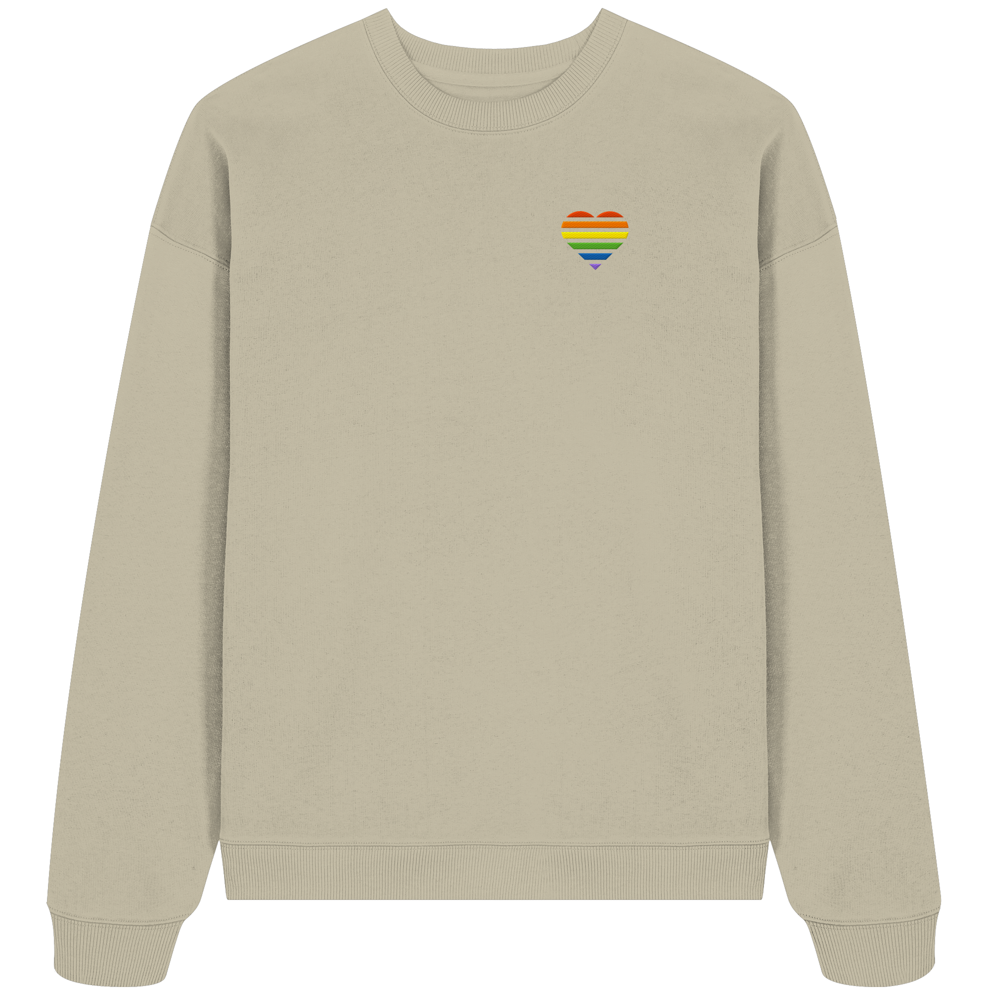 Organic Oversize Sweatshirt - Pride Flag Herz Stick