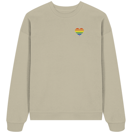 Organic Oversize Sweatshirt - Pride Flag Herz Stick