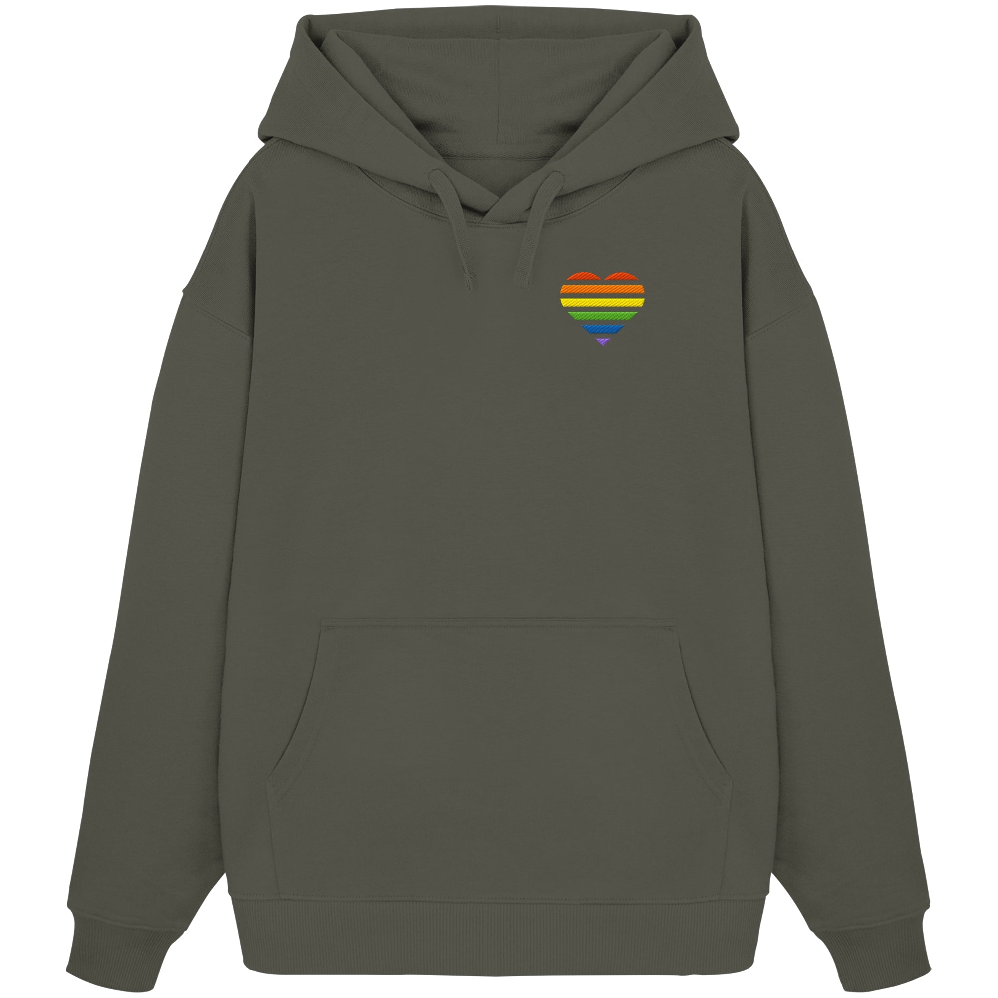 Organic Oversize Hoodie - Pride Flag Herz Stick