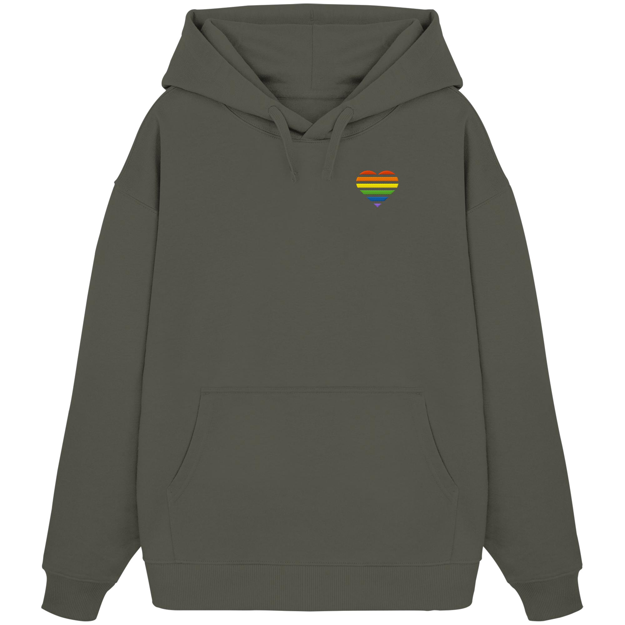 Organic Oversize Hoodie - Pride Flag Herz Stick