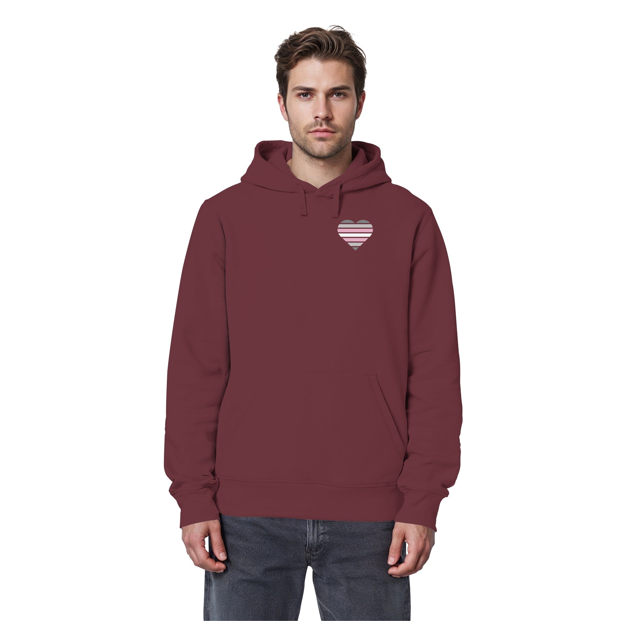 Organic Basic Hoodie - Demigirl Flag Herz Print