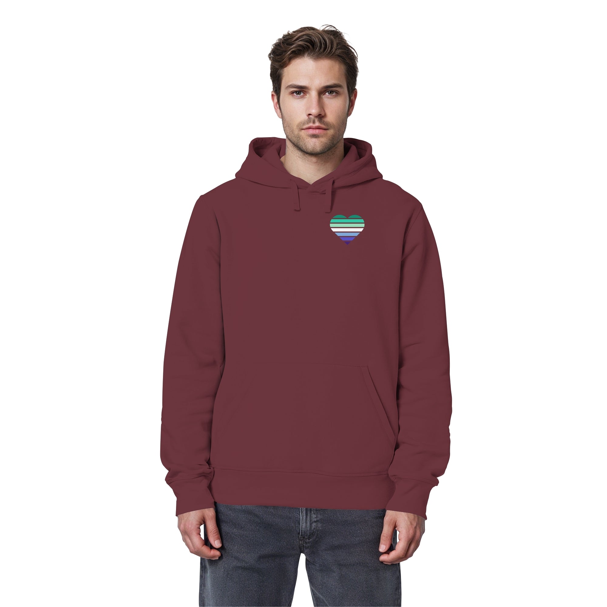 Organic Basic Hoodie - Gay Flag Herz Print