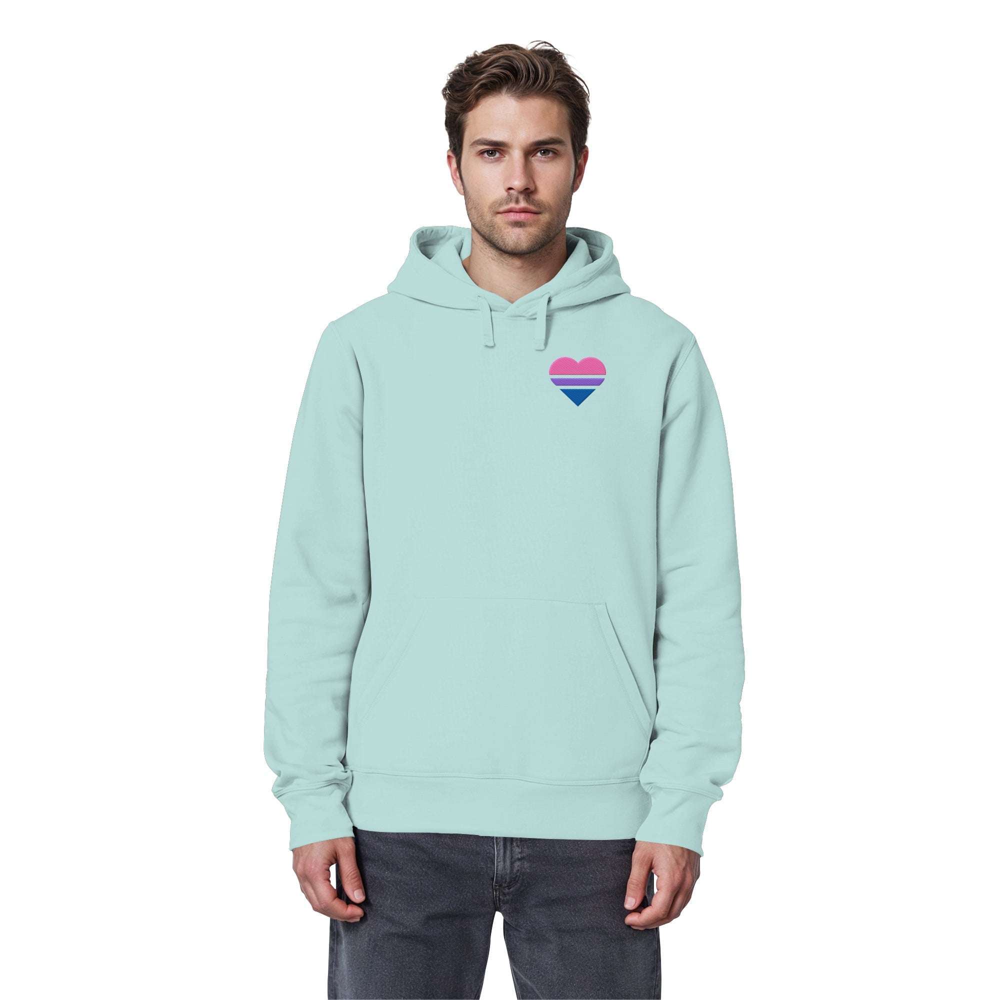Organic Basic Hoodie - Bisexual Flag Herz Stick