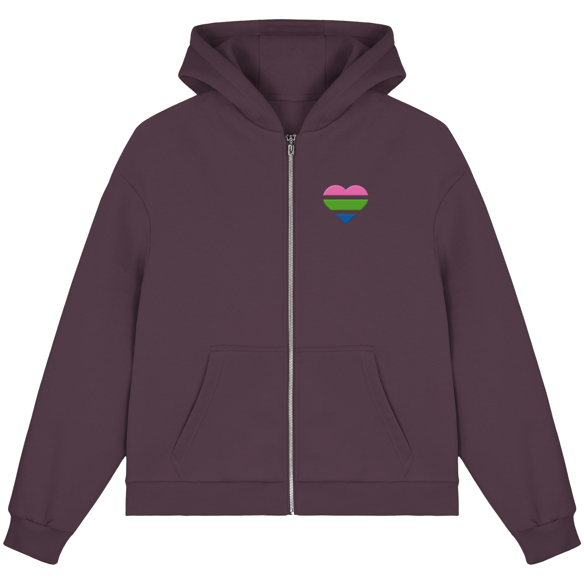 Fluffy Boxcut Zipper - Polysexual Flag Herz Stick