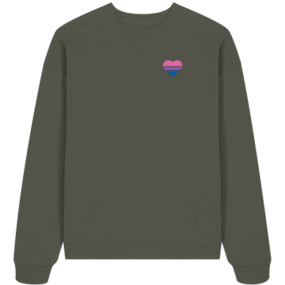 Organic Oversize Sweatshirt mit Herz Stick - Bisexual