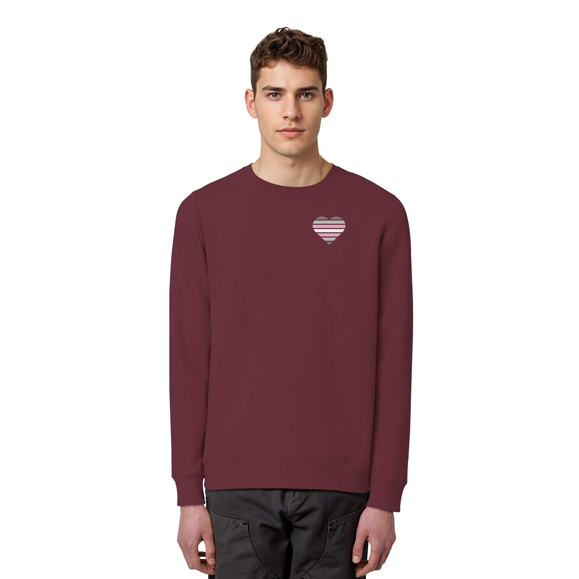 Organic Basic Sweatshirt - Demigirl Flag Herz Print