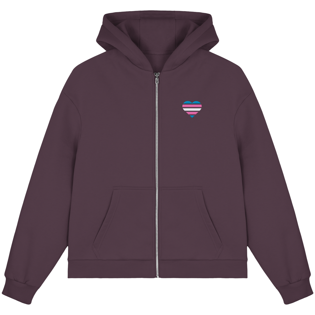 Fluffy Boxcut Zipper mit Herz Stick - Trans
