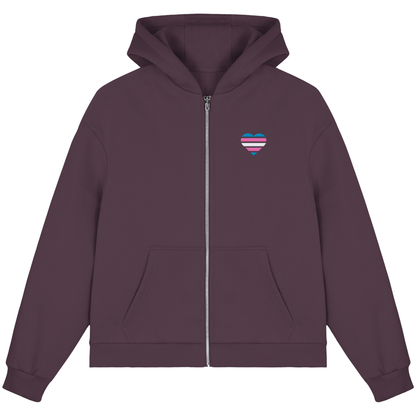 Fluffy Boxcut Zipper mit Herz Stick - Trans