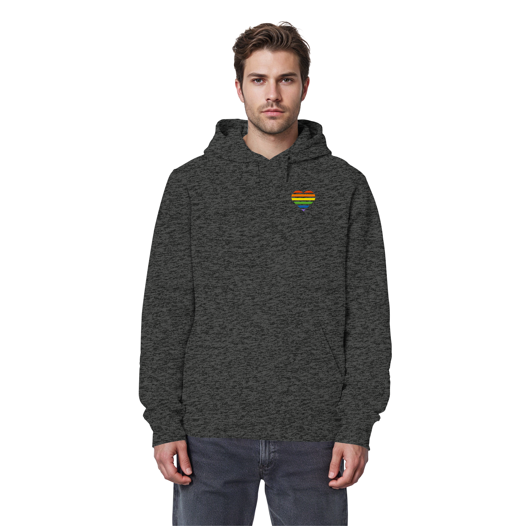 Organic Basic Hoodie - Pride Flag Herz Stick