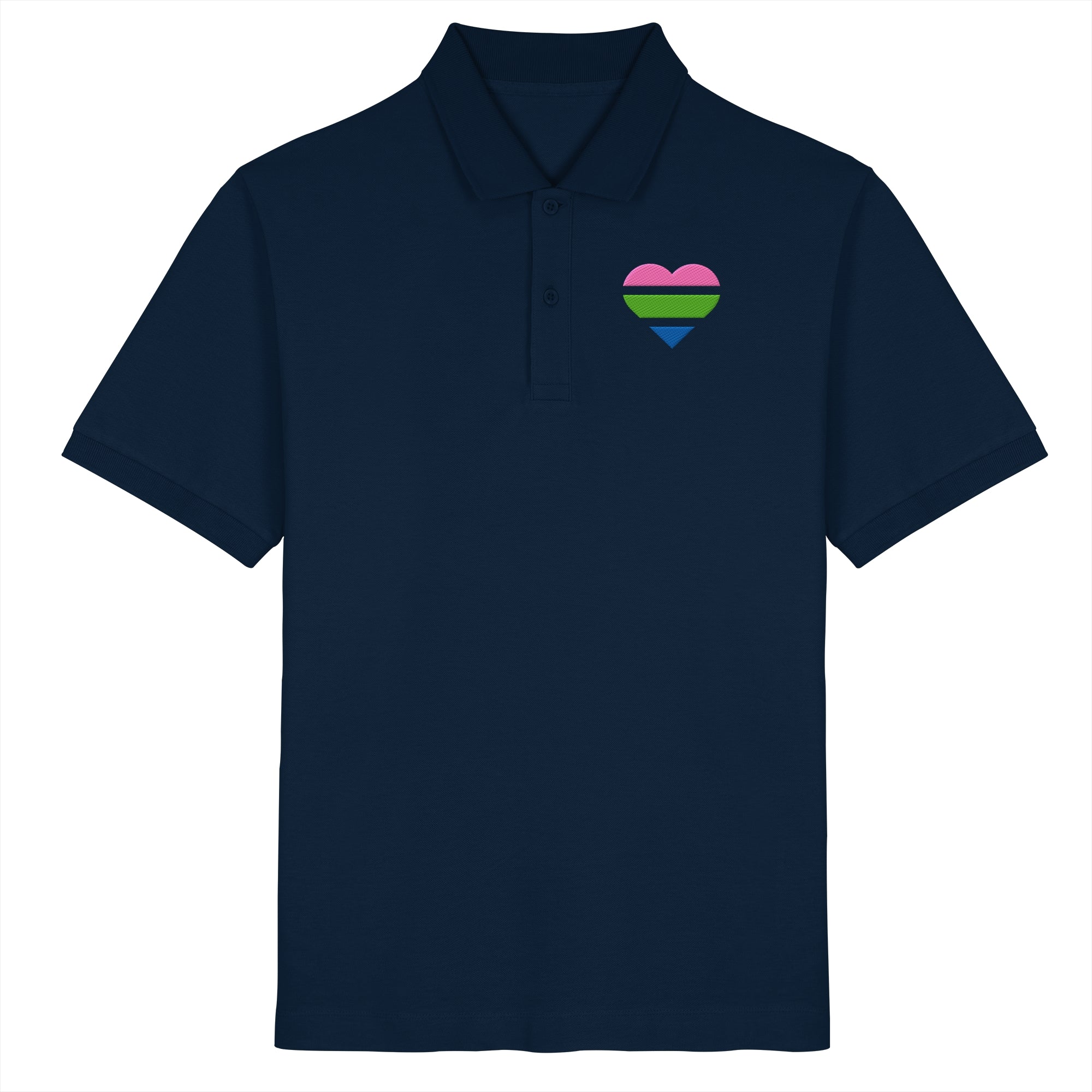 Organic Poloshirt - Polysexual Flag Herz Stick