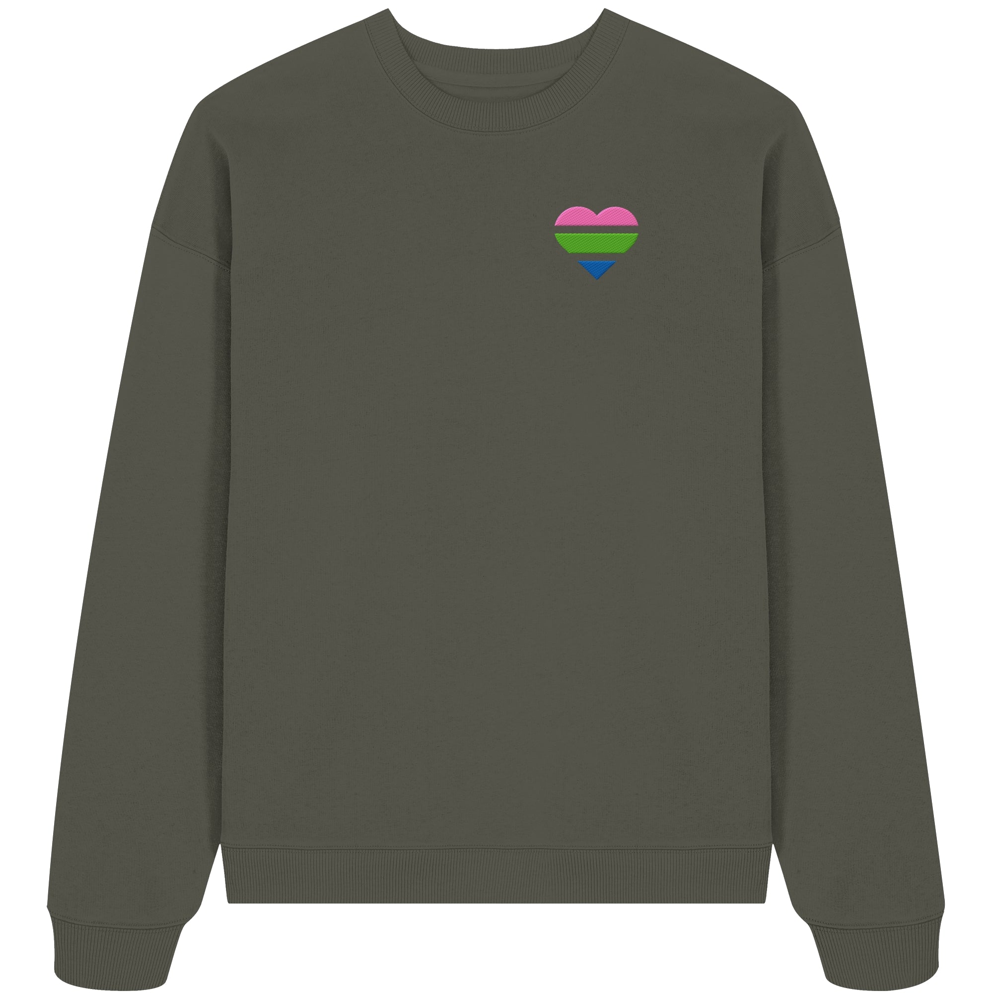 Organic Oversize Sweatshirt - Polysexual Flag Herz Stick