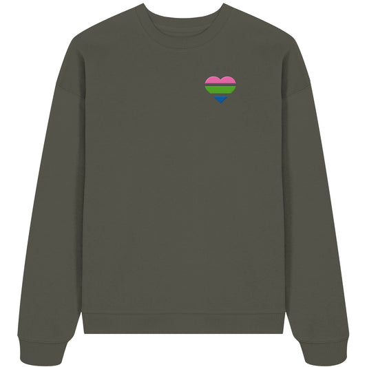 Organic Oversize Sweatshirt - Polysexual Flag Herz Stick