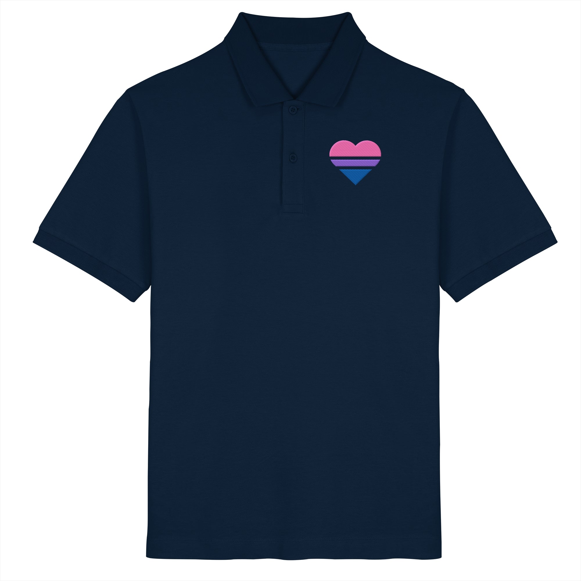 Organic Poloshirt - Bisexual Flag Herz Stick