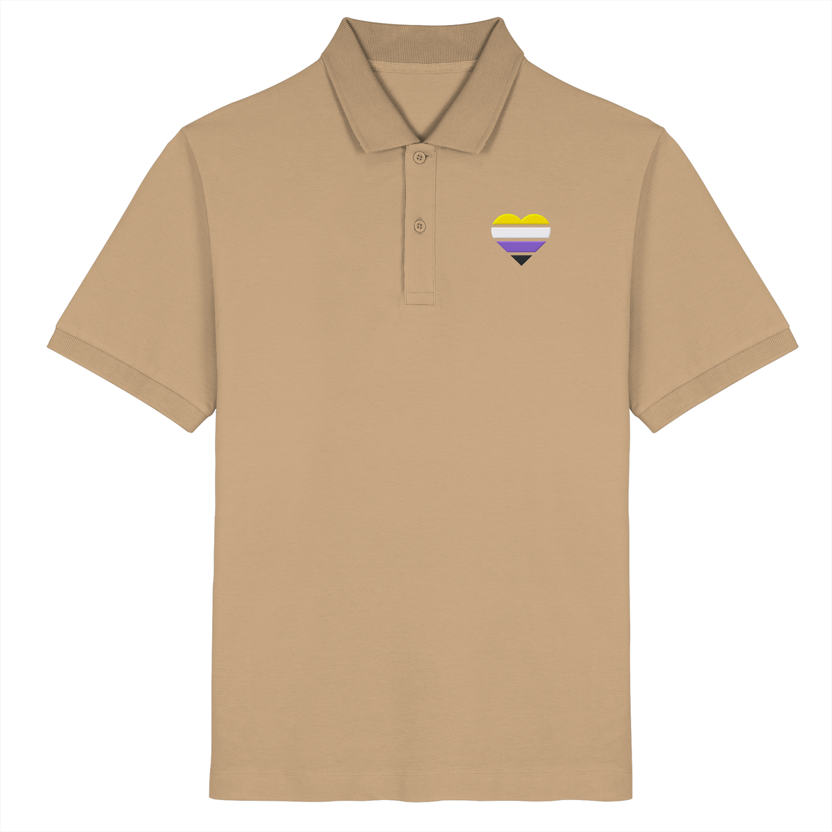 Organic Poloshirt mit Herz Stick - Nonbinary