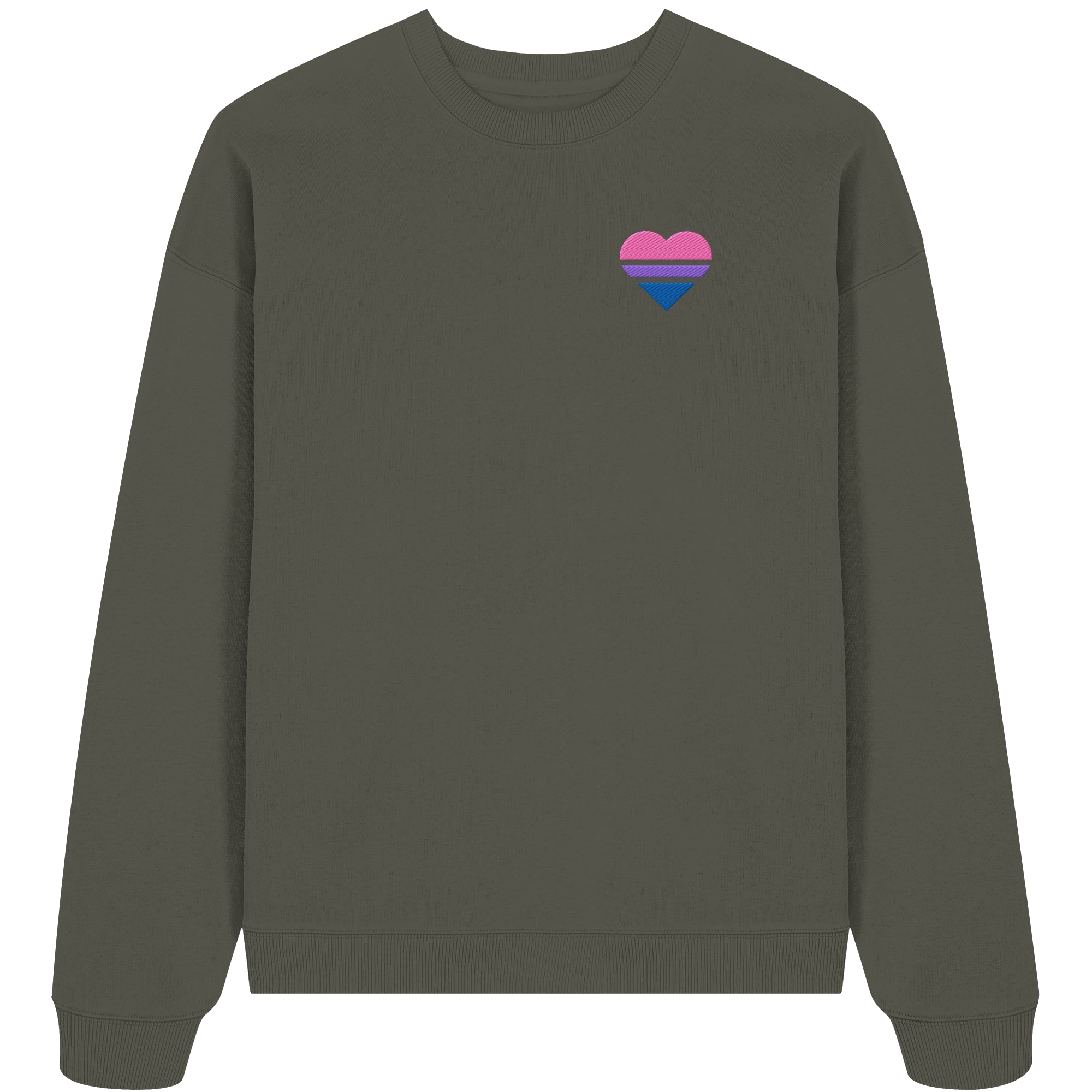 Organic Oversize Sweatshirt - Bisexual Flag Herz Stick