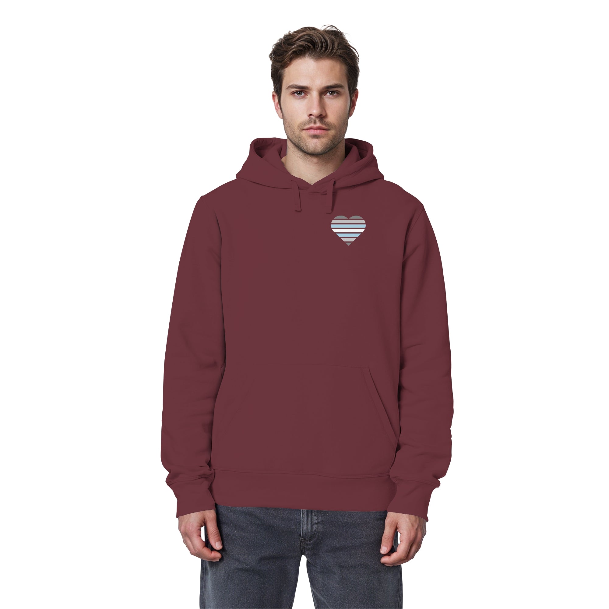 Organic Basic Hoodie - Demiboy Flag Herz Print