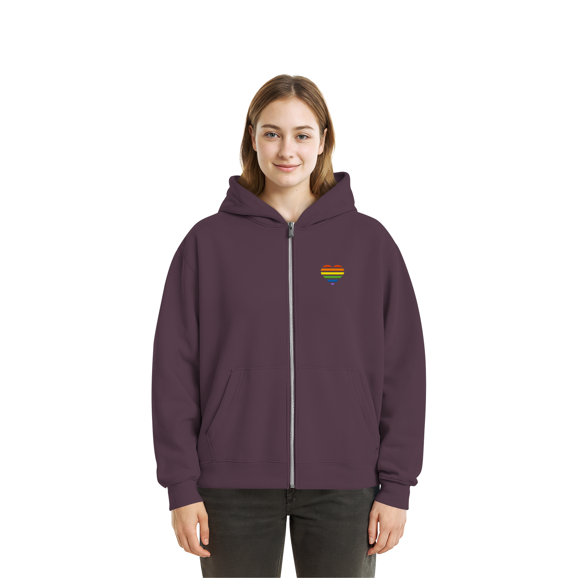 Fluffy Boxcut Zipper - Pride Flag Herz Stick