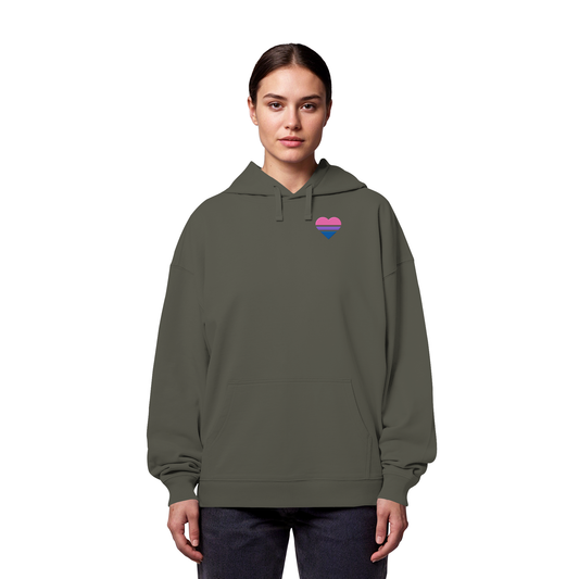 Organic Oversize Hoodie - Bisexual Flag Herz Stick