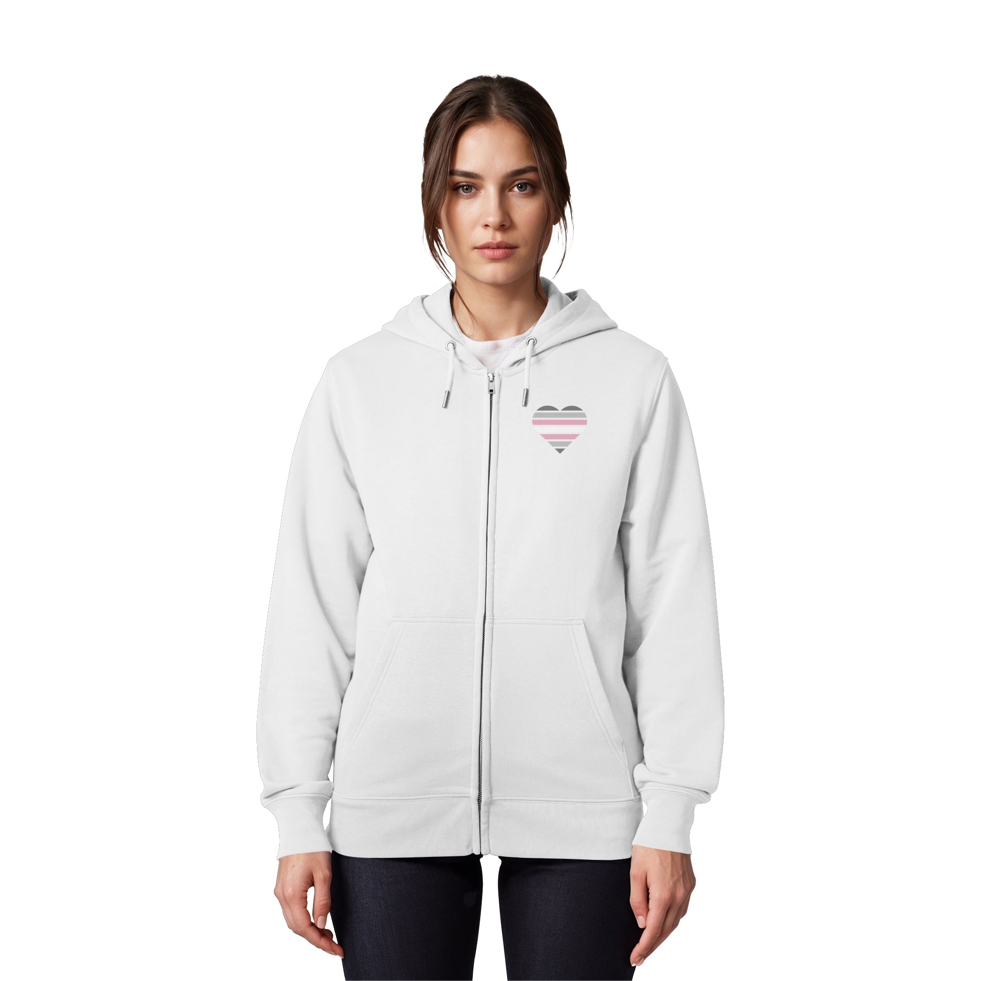 Organic Zipper - Demigirl Flag Herz Print
