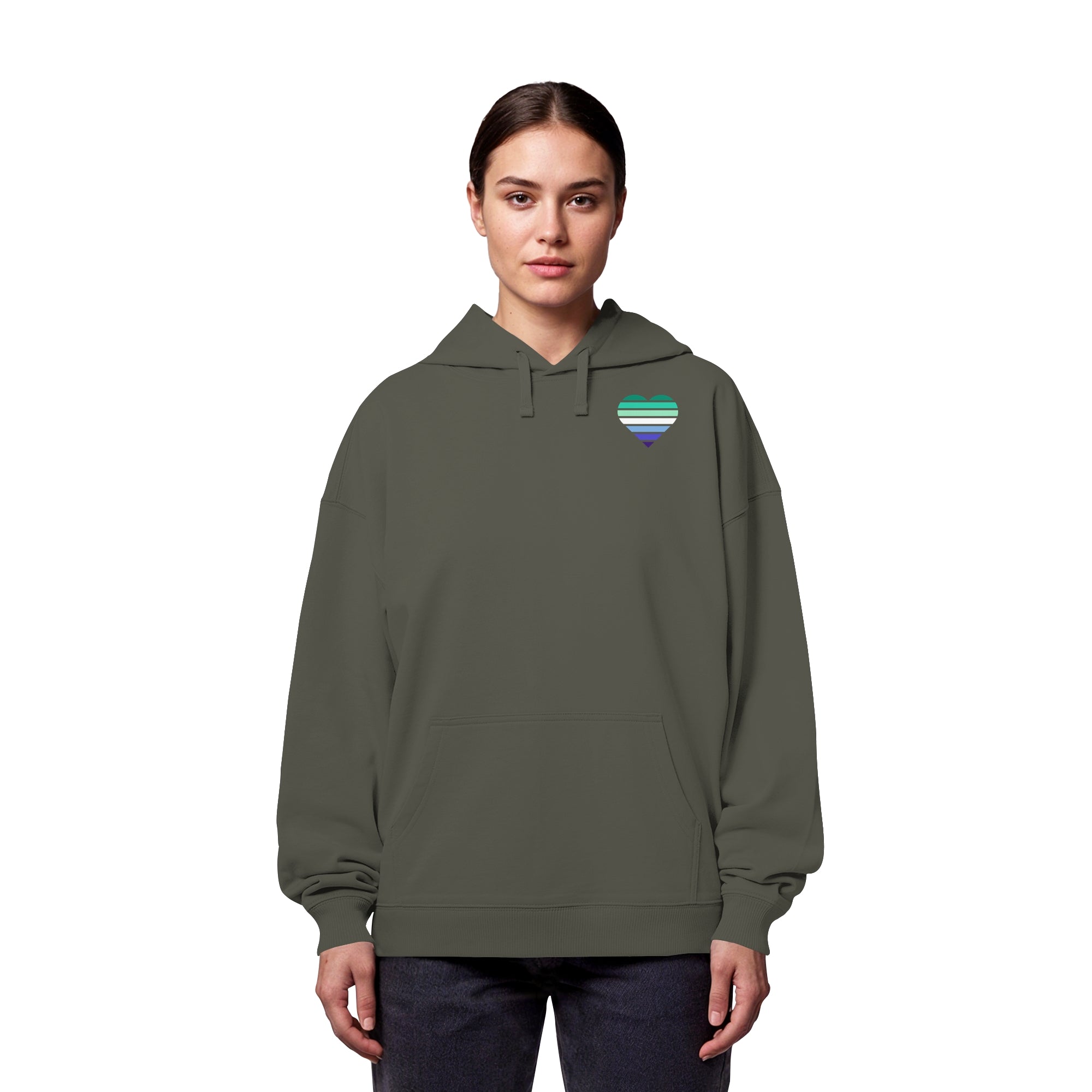 Organic Oversize Hoodie - Gay Flag Herz Print