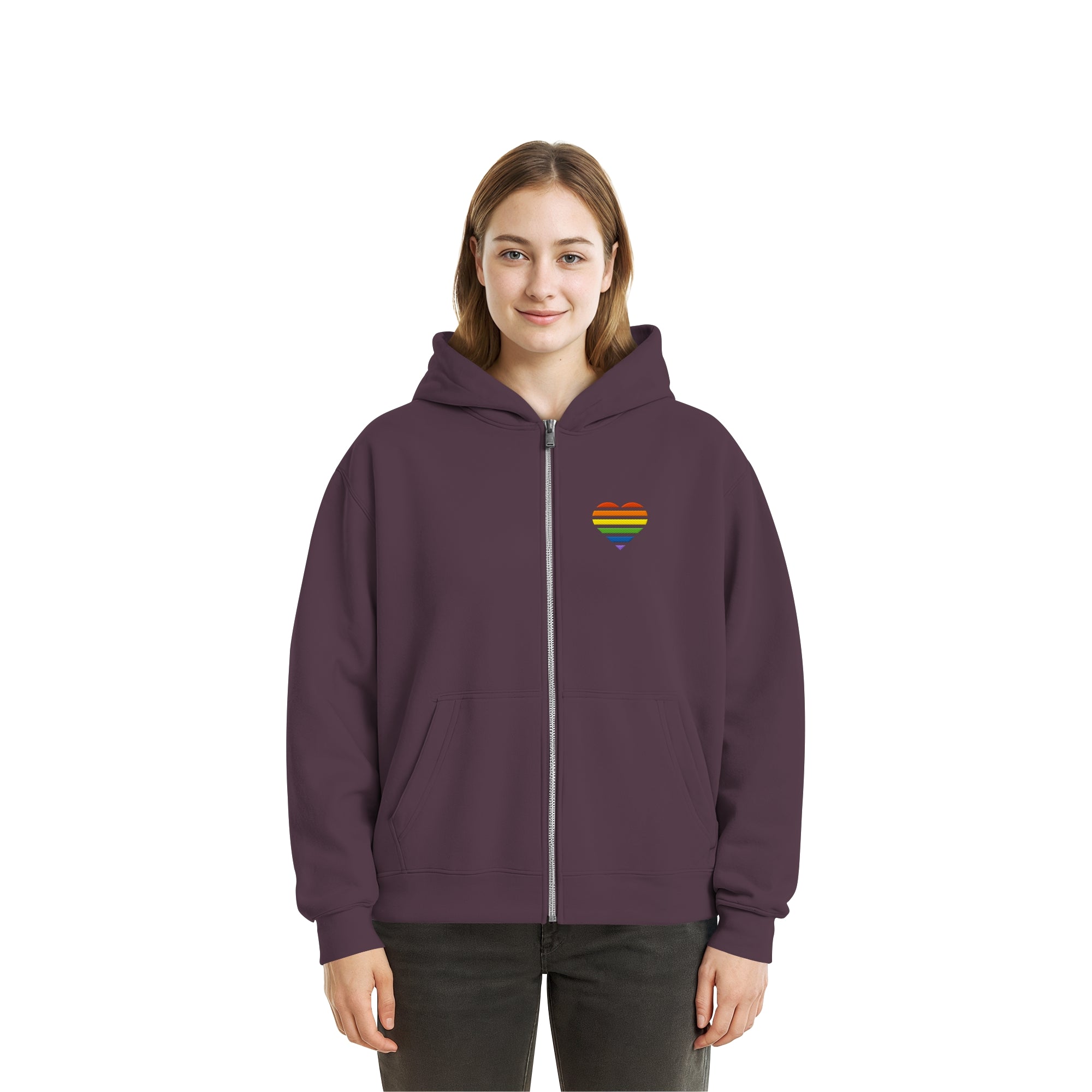 Fluffy Boxcut Zipper - Pride Flag Herz Stick