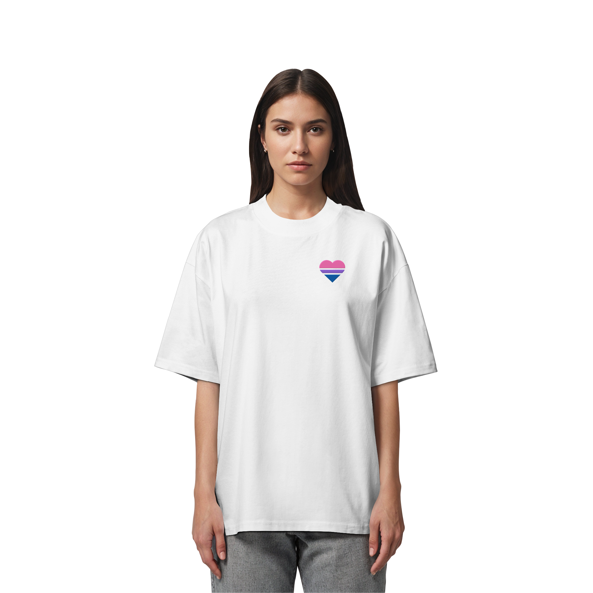 Organic Oversize Shirt - Bisexual Flag Herz Stick