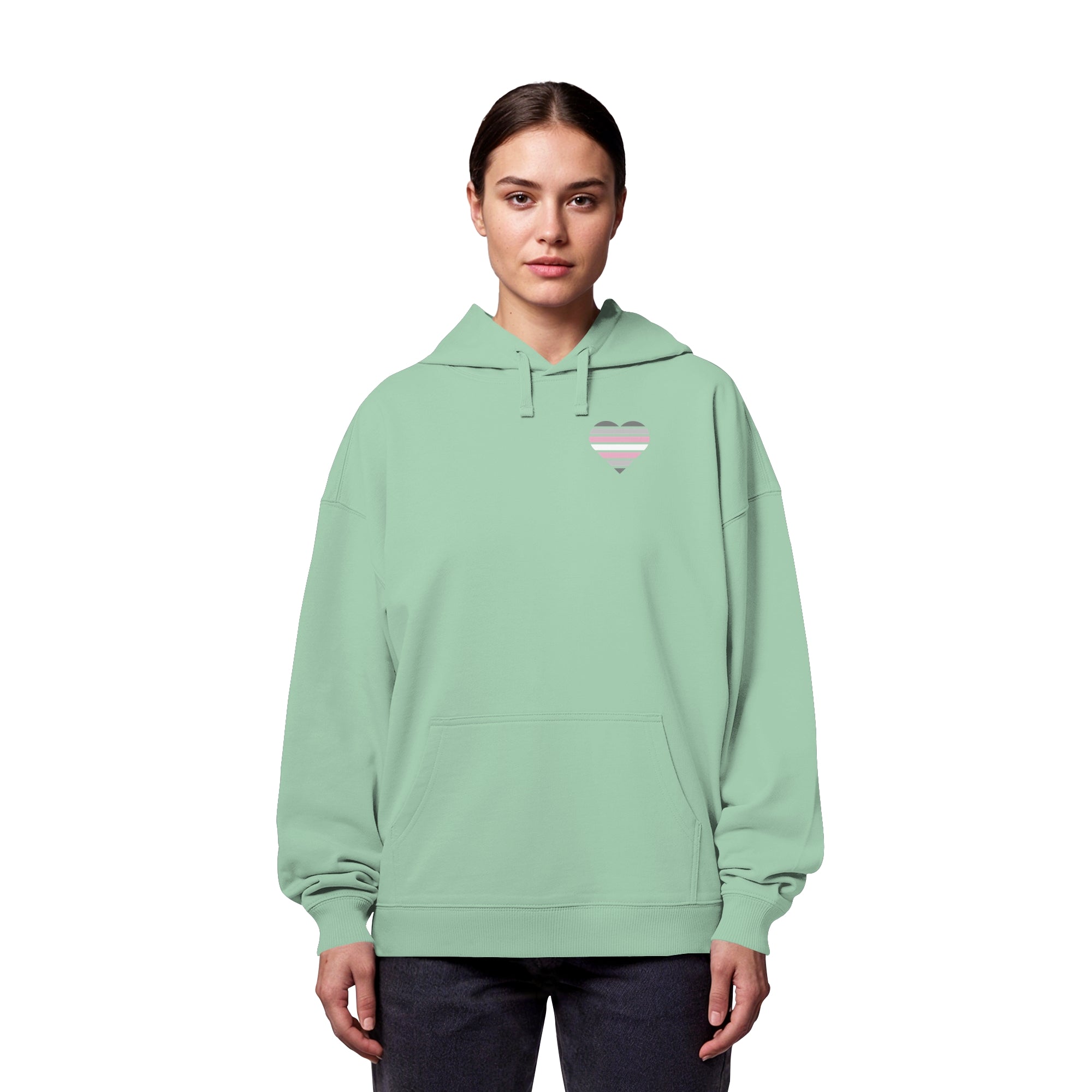 Organic Oversize Hoodie - Demigirl Flag Herz Print