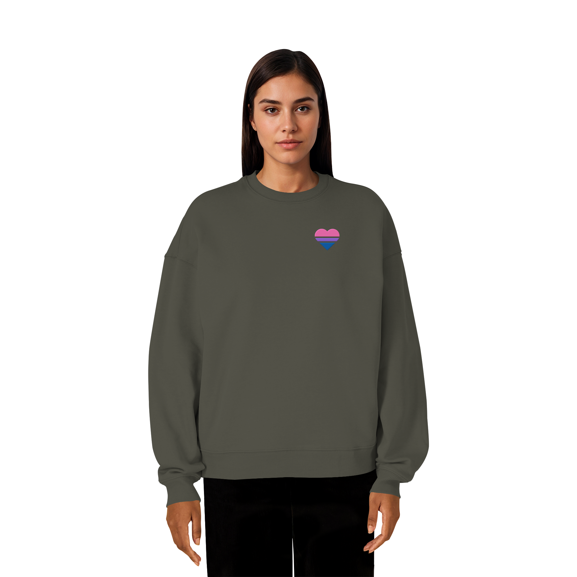 Organic Oversize Sweatshirt - Bisexual Flag Herz Stick