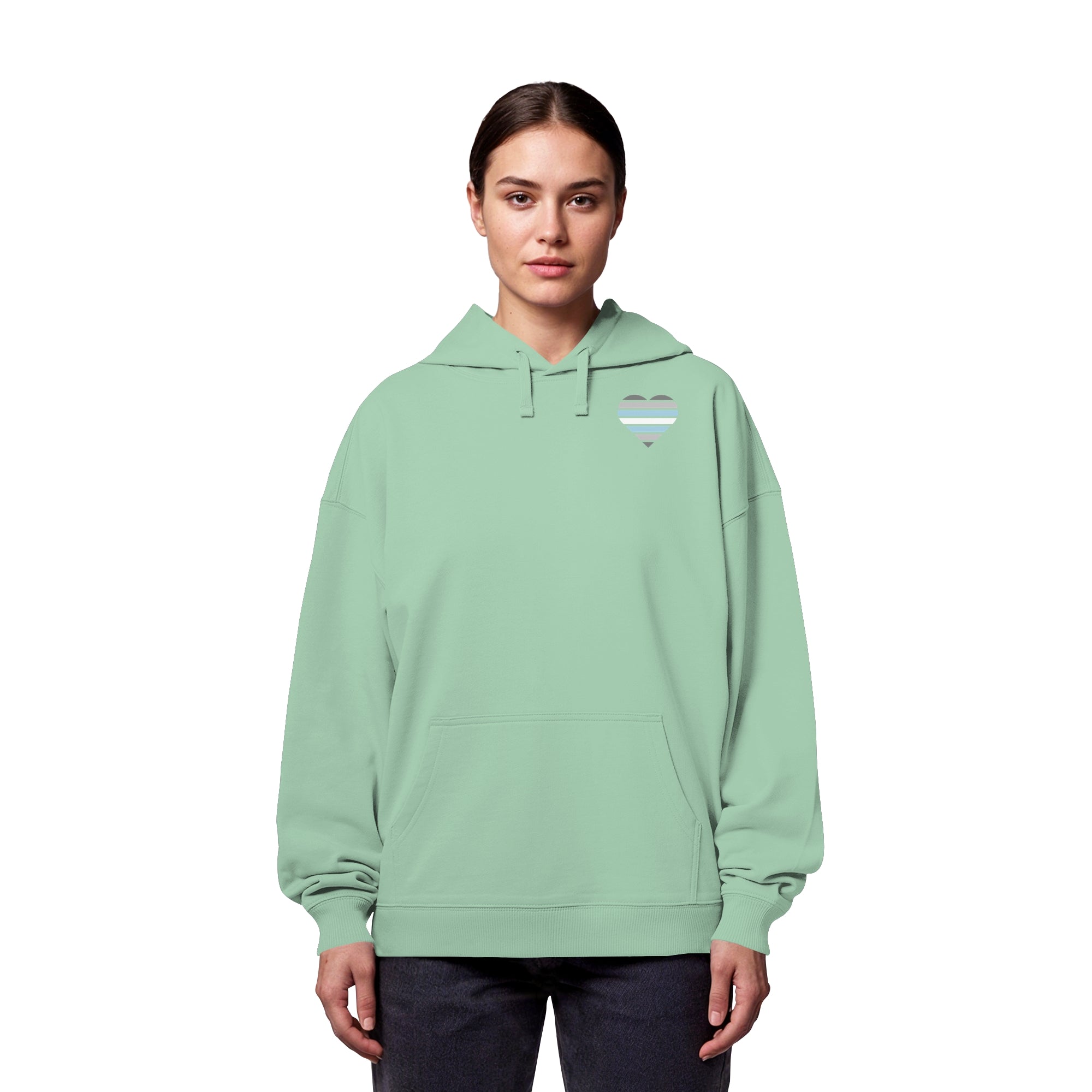 Organic Oversize Hoodie - Demiboy Flag Herz Print
