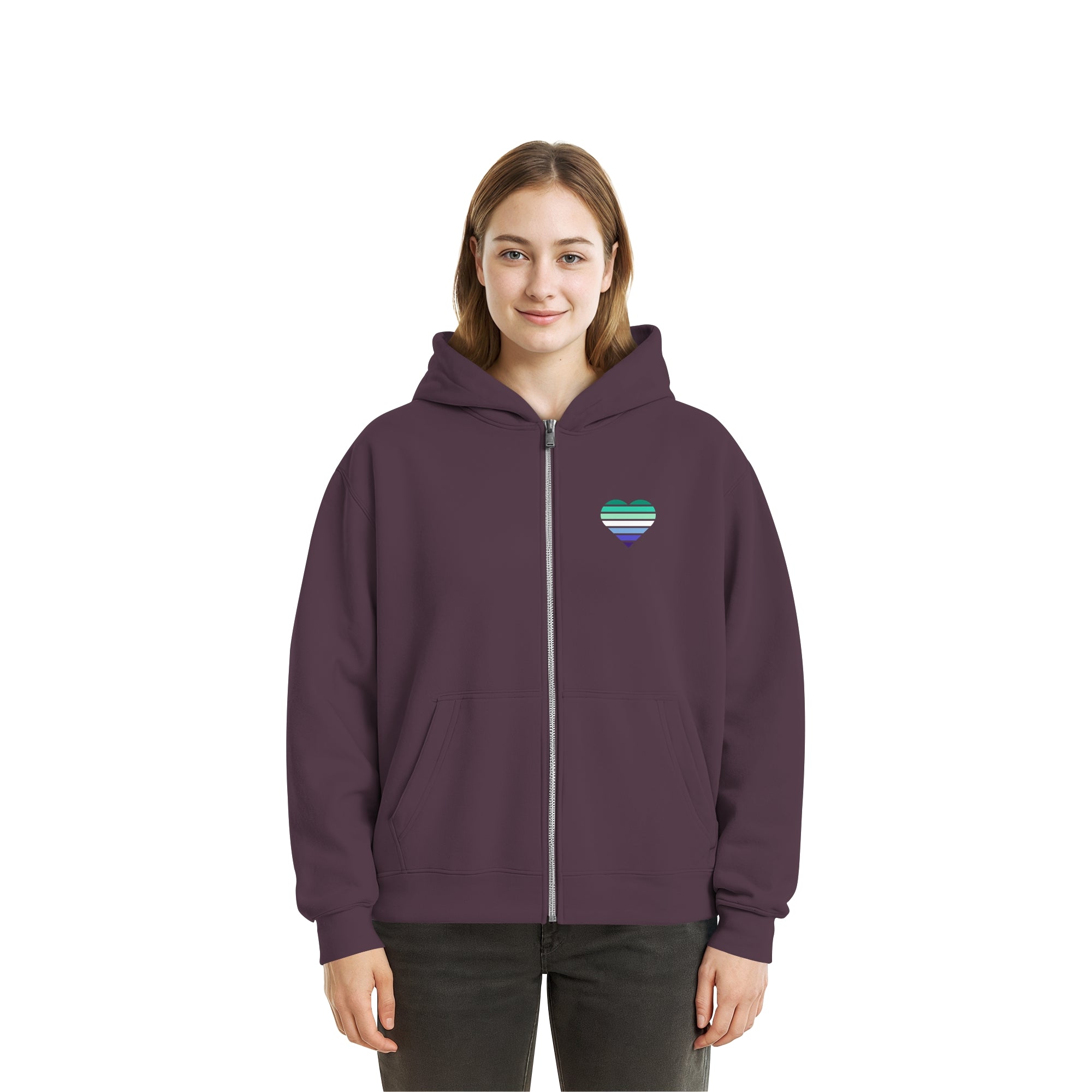 Fluffy Boxcut Zipper - Gay Flag Herz Print