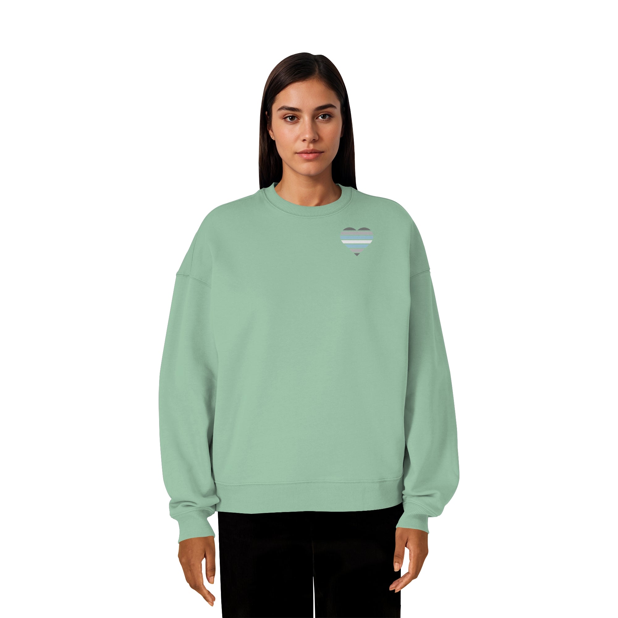 Organic Oversize Sweatshirt - Demiboy Flag Herz Print