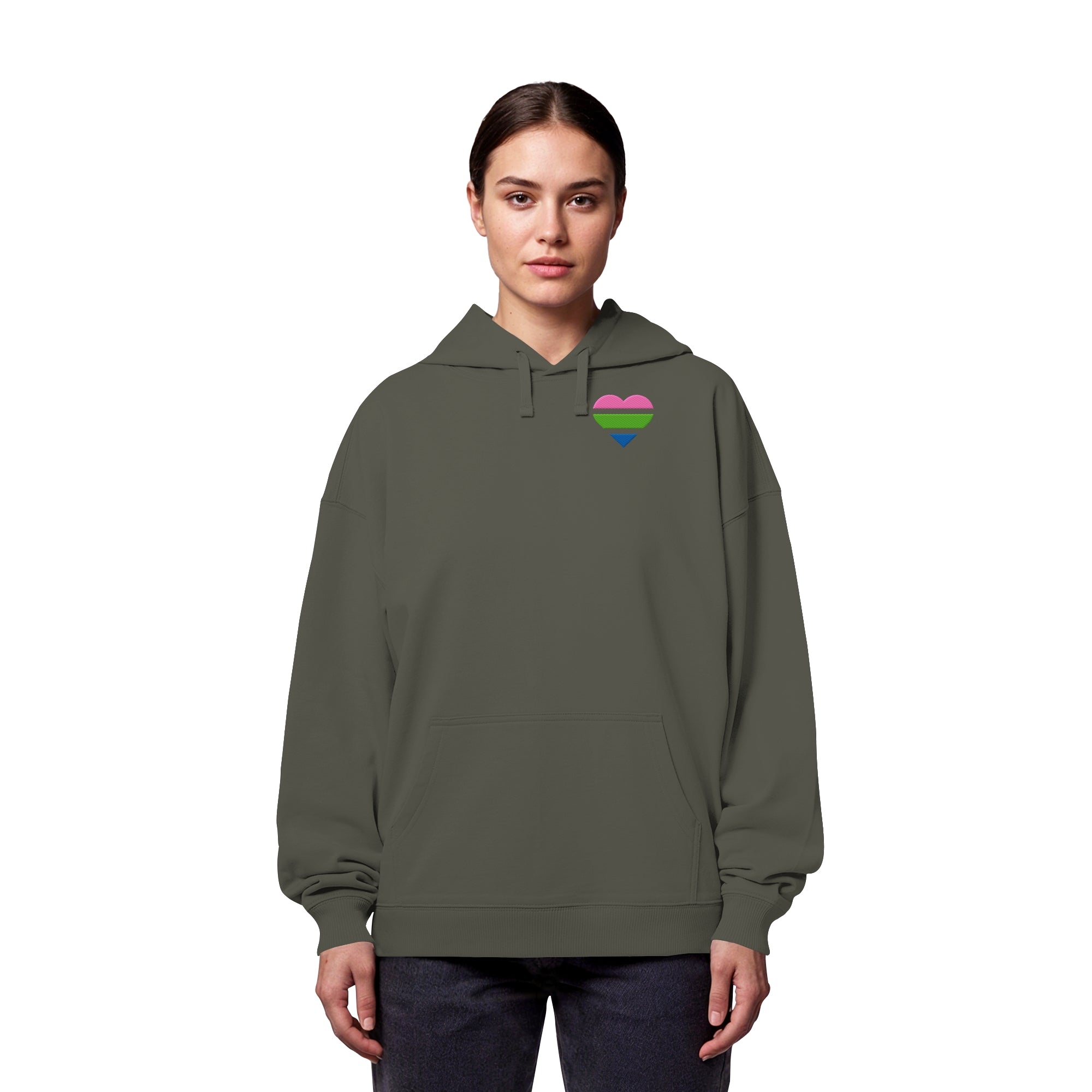 Organic Oversize Hoodie - Polysexual Flag Herz Stick