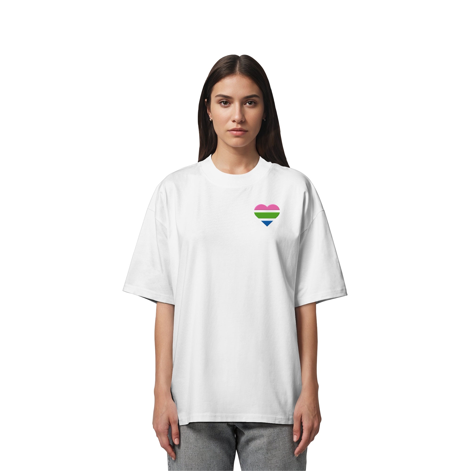 Organic Oversize Shirt - Polysexual Flag Herz Stick