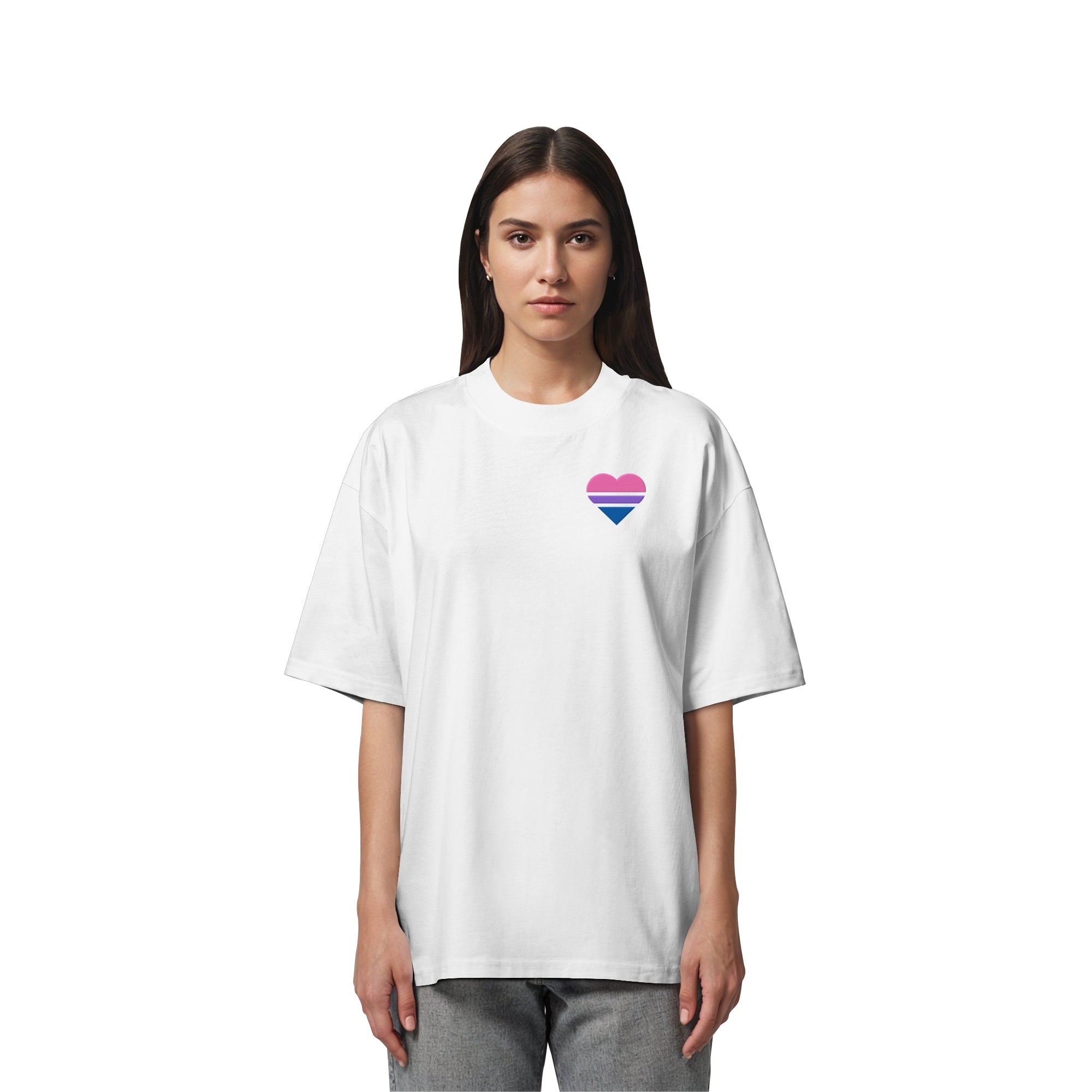 Organic Oversize Shirt - Bisexual Flag Herz Stick