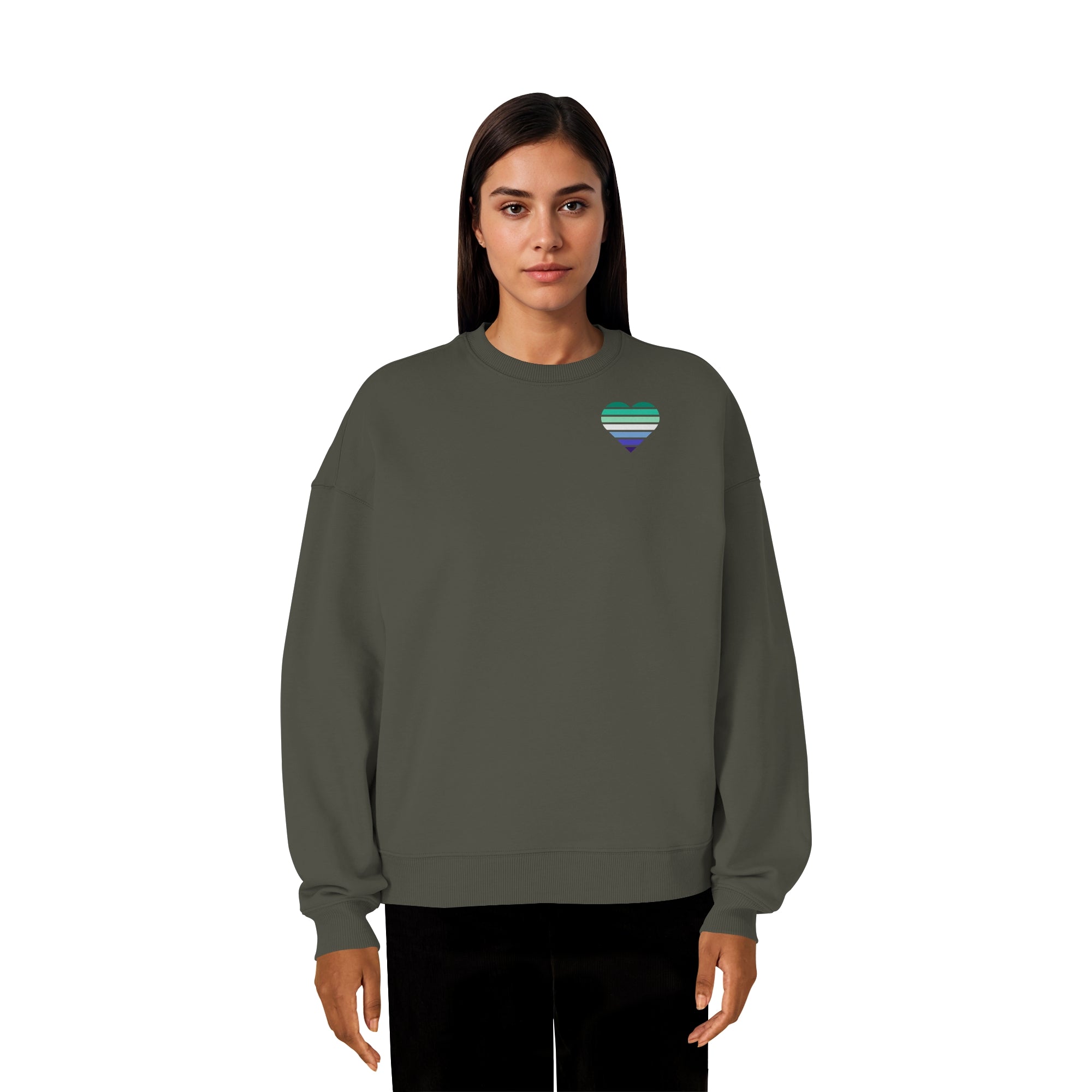 Organic Oversize Sweatshirt - Gay Flag Herz Print
