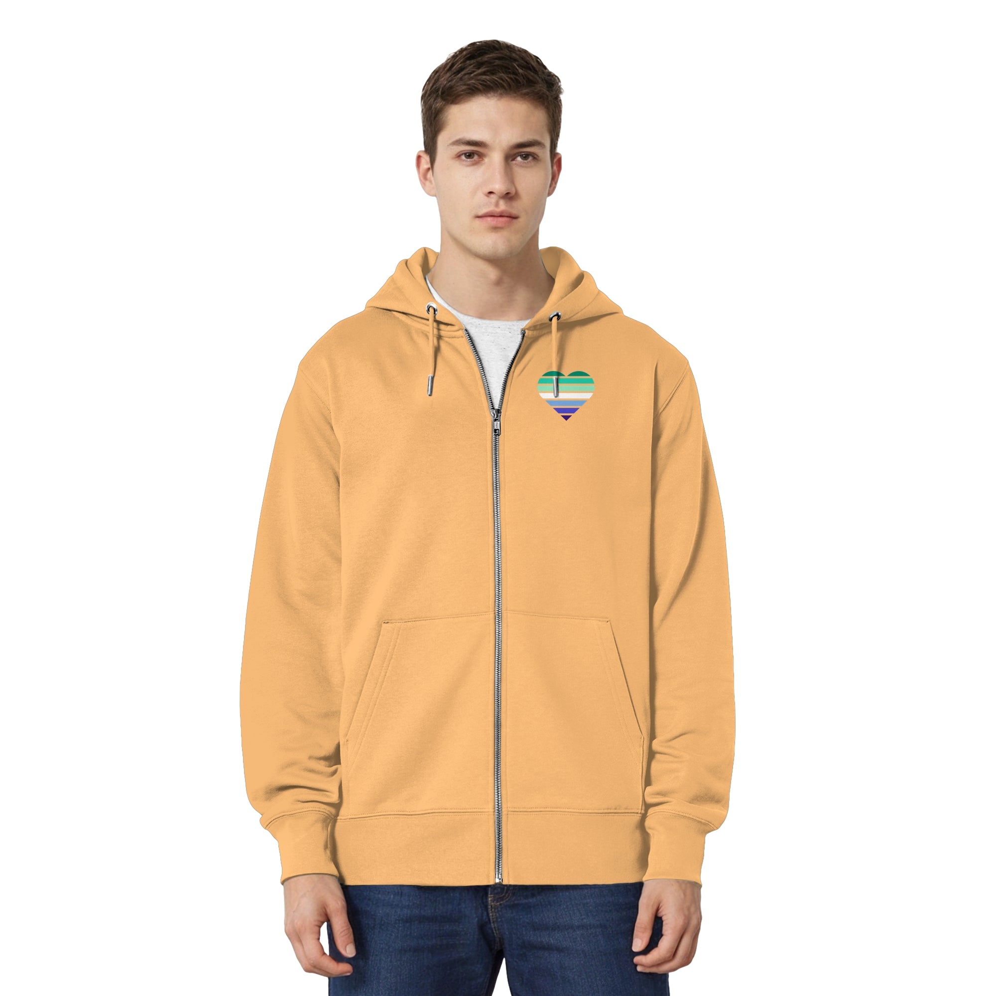 Organic Relaxed Zipper - Gay Flag Herz Print