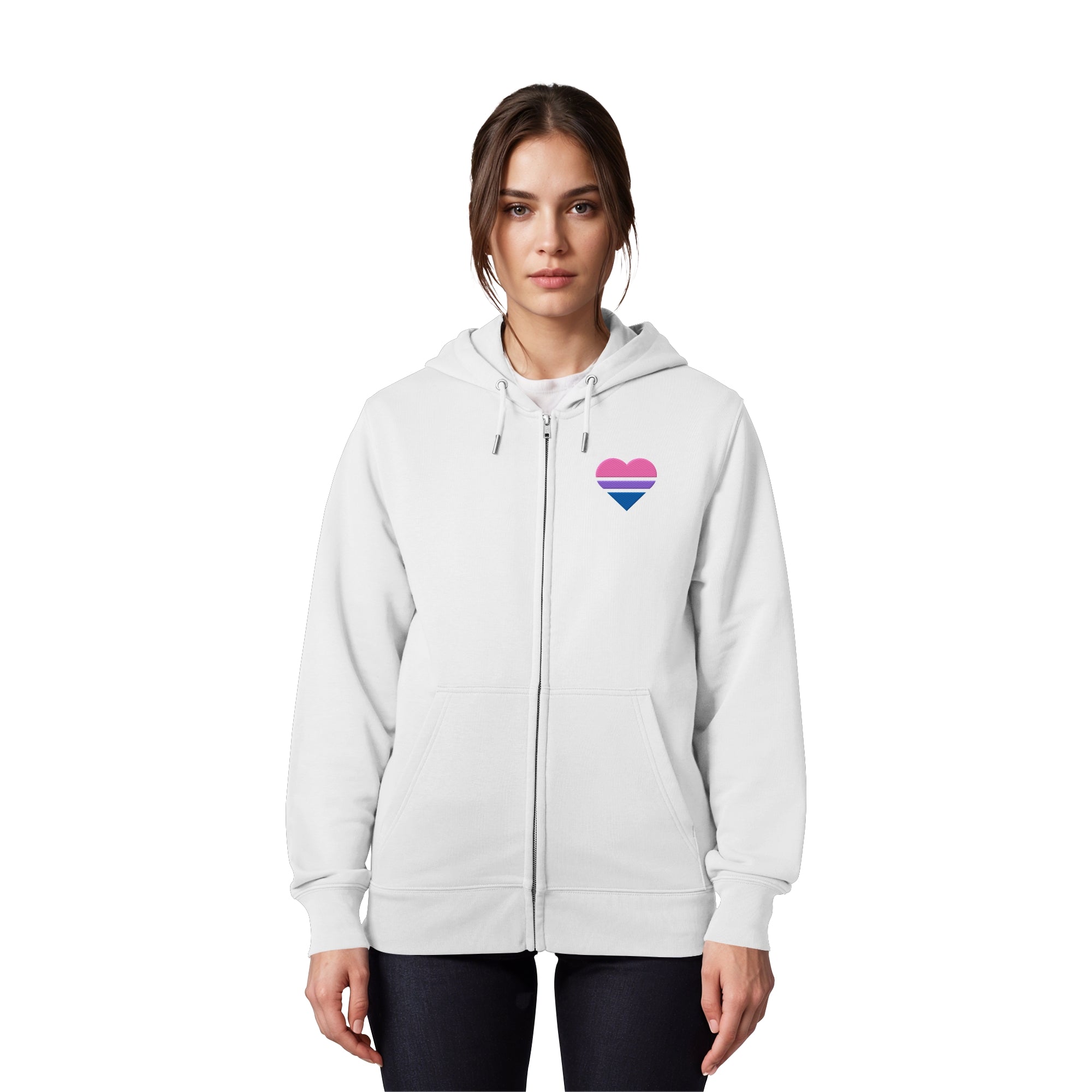Organic Zipper - Bisexual Flag Herz Stick