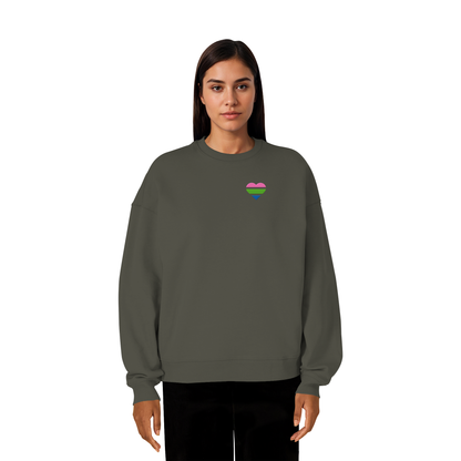 Organic Oversize Sweatshirt mit Herz Stick - Polysexual