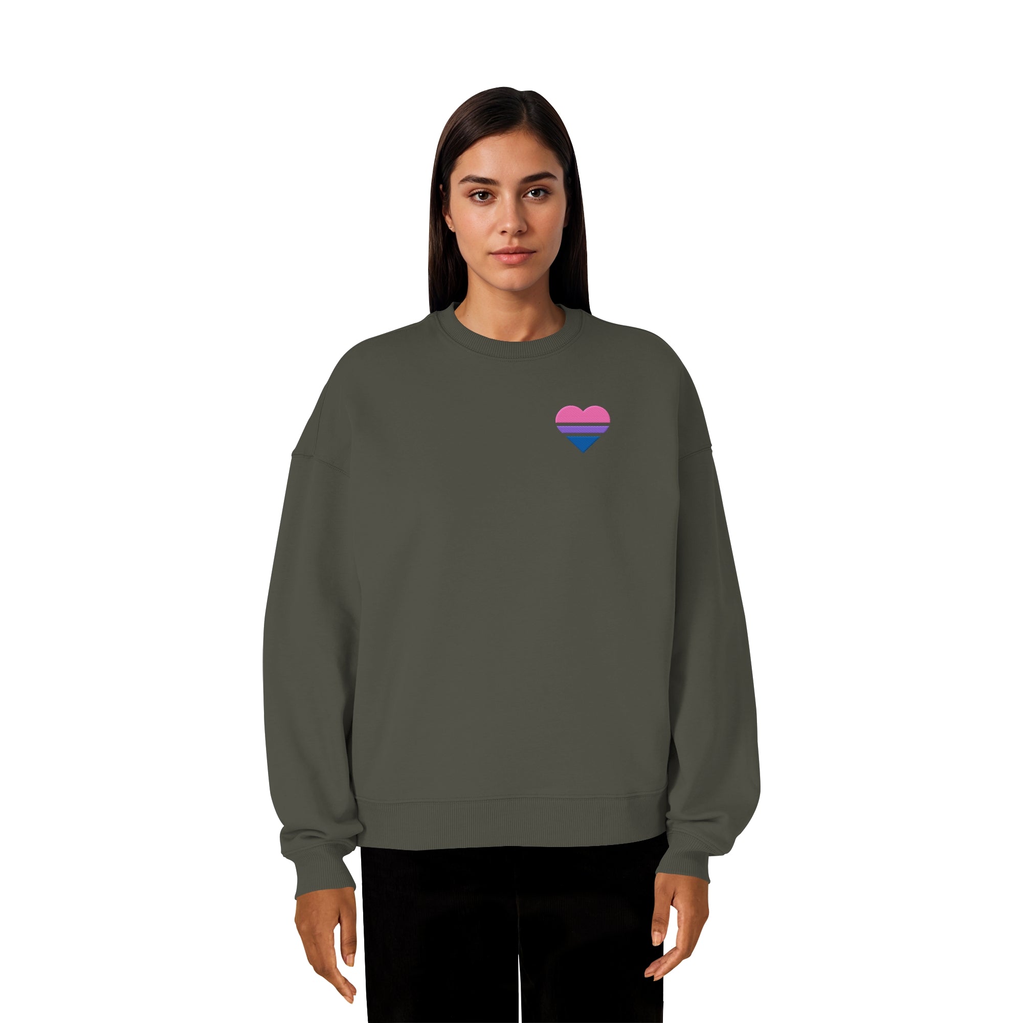 Organic Oversize Sweatshirt - Bisexual Flag Herz Stick