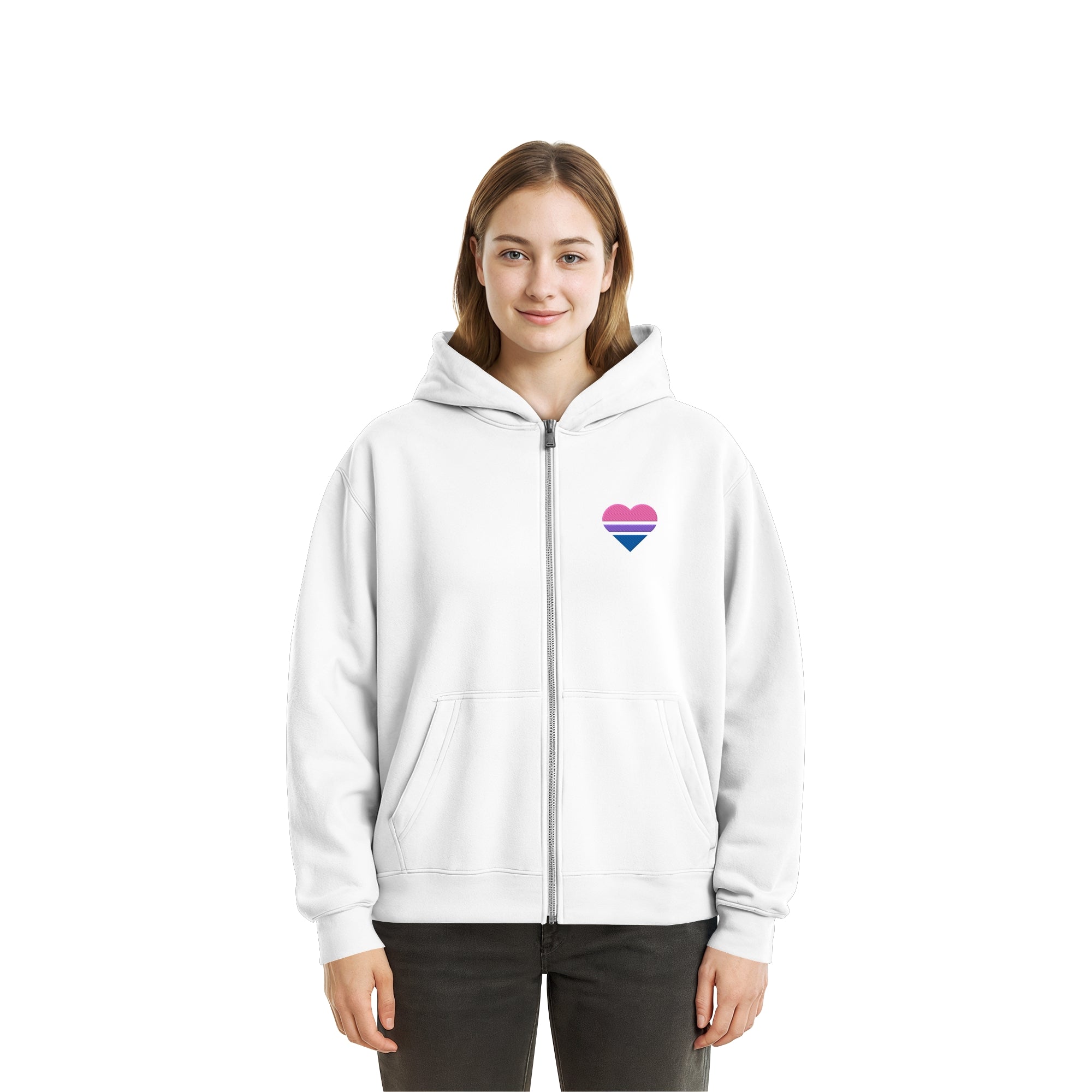 Fluffy Boxcut Zipper - Bisexual Flag Herz Stick