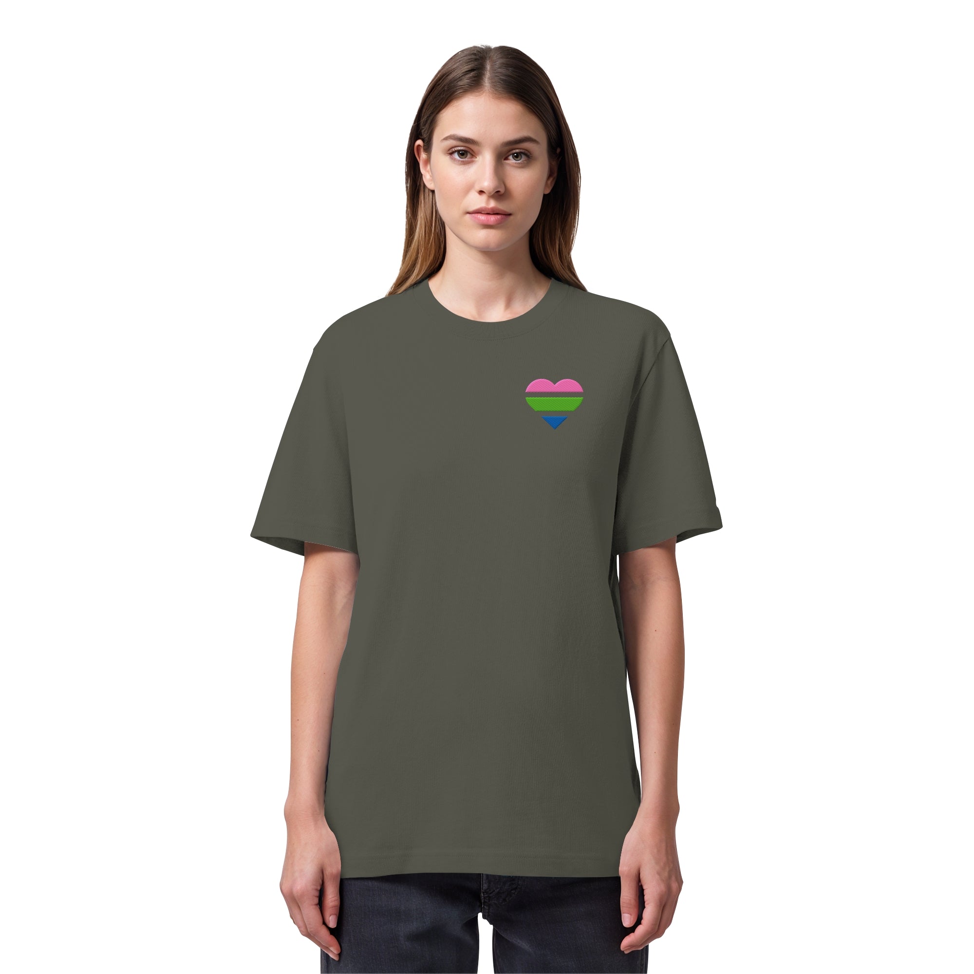 Organic Heavy Shirt - Polysexual Flag Herz Stick
