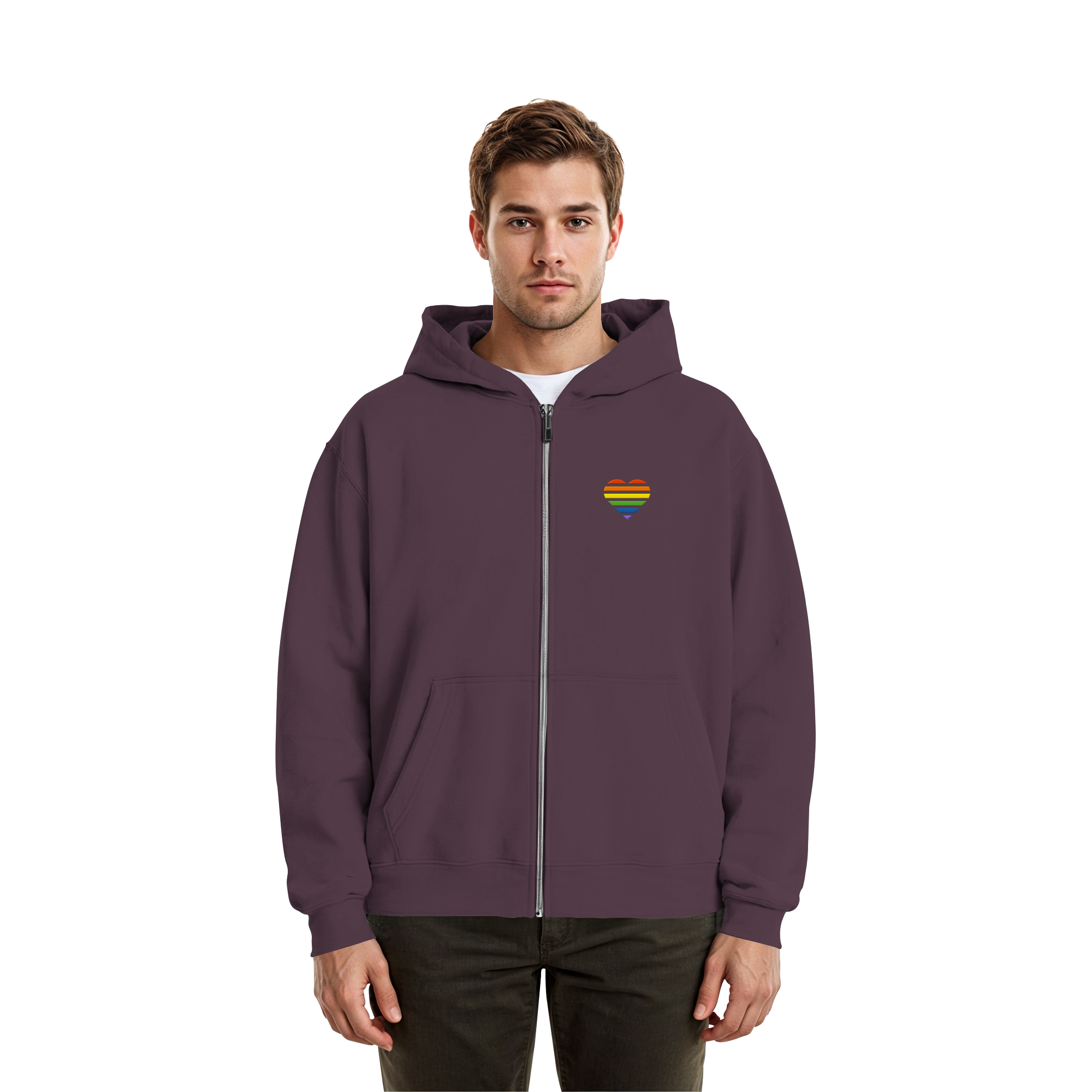 Fluffy Boxcut Zipper - Pride Flag Herz Stick