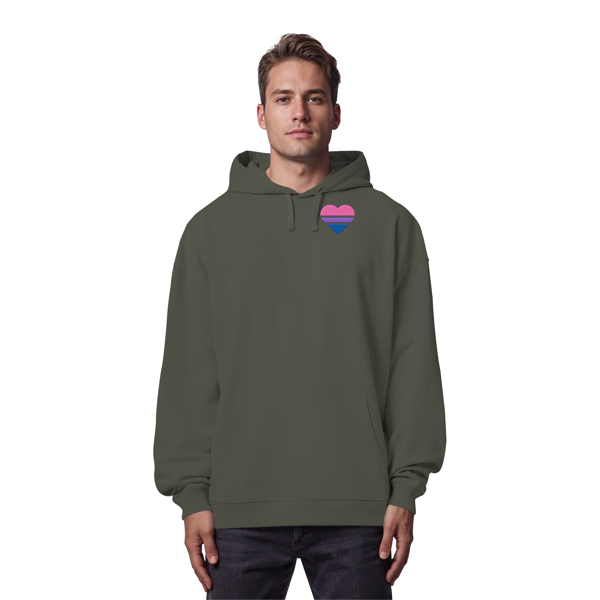 Organic Oversize Hoodie - Bisexual Flag Herz Stick
